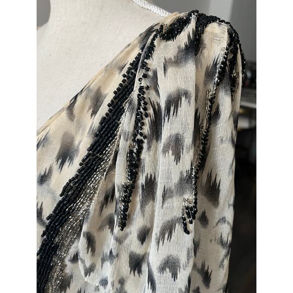 3.1 Phillip Lim Ivory Black Silk Beaded Romantic Boho Glam Blouse Top Sz 8 $785 - Picture 8 of 16
